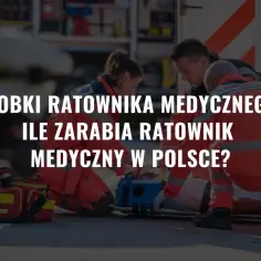 Ratownicy medyczni w akcji, z noszami i torbą medyczną.