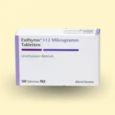 Opakowanie Euthyrox 112 mikrogramów. Pytanie "jak brać Euthyrox żeby schudnąć" nie powinno być kierowane do opakowania leku.