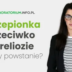 Szczepionka przeciwko boreliozie – kiedy powstanie? Kobieta w okularach i logo kleszcza.