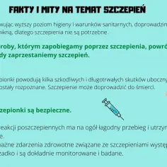 Grafika obala mity antyszczepionkowców, pokazując, że szczepienia są bezpieczne i zapobiegają chorobom.