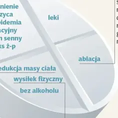 Leczenie migotania przedsionków: leki, ablacja, redukcja masy ciała, wysiłek fizyczny, bez alkoholu.