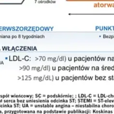 Kryteria włączenia do badania nowego leku na niewydolność serca: LDL-C >70 mg/dl u pacjentów na wysokiej dawce statyn.