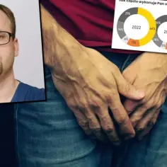 Lekarz w okularach i wykresy o samobadaniu jąder. Wczesne wykrycie nowotworu jądra jest kluczowe.