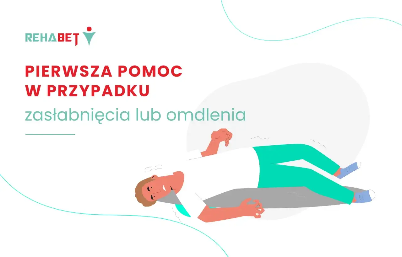 Pierwsza pomoc w przypadku zasłabnięcia lub omdlenia. Ilustracja przedstawia osobę leżącą, która doświadczyła omdlenia.