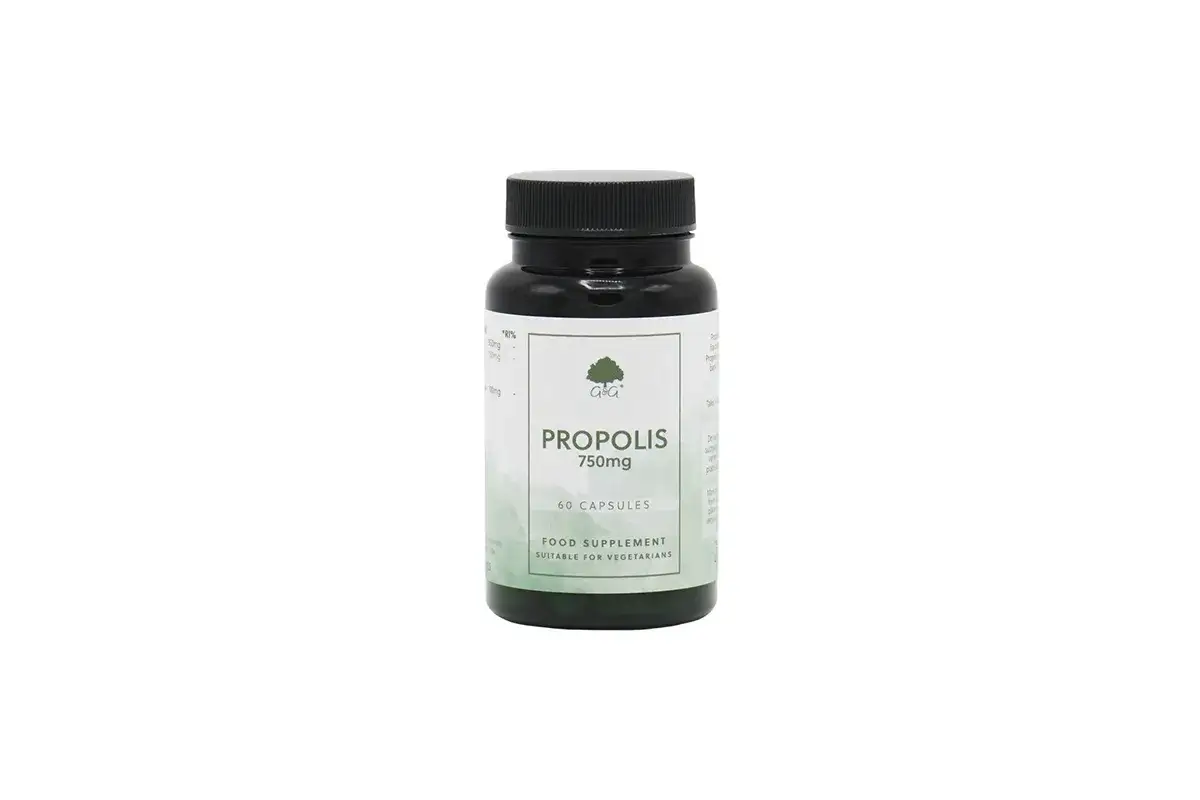 Opakowanie propolisu 750mg, 60 kapsułek. Dowiedz się, jak stosować propolis na jelita dla lepszego samopoczucia.