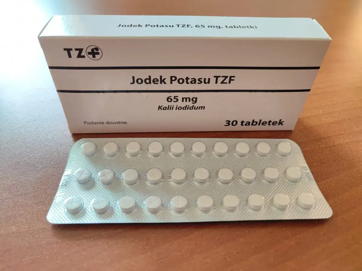 Jodek potasu TZF 65 mg na co? Opakowanie leku z 30 tabletkami do podania doustnego.