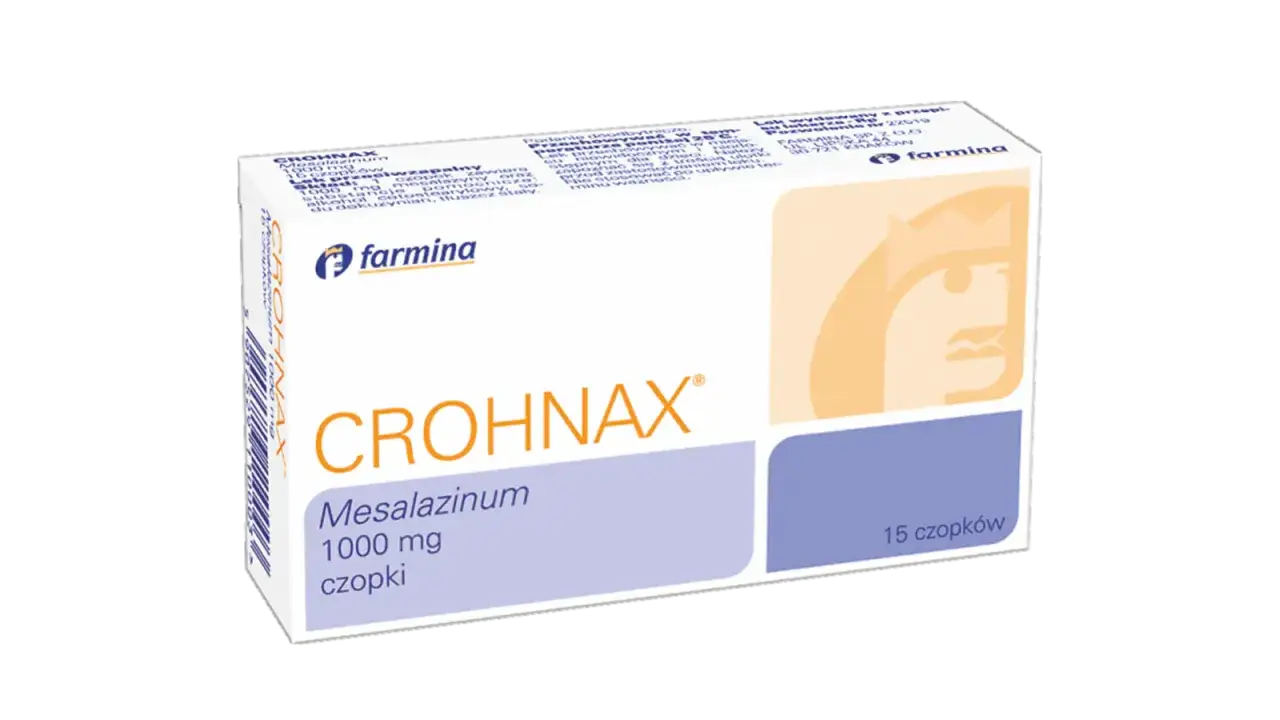 CROHNAX 1000 mg czopki - leki na zapalenie jelita grubego bez recepty. Opakowanie zawiera 15 sztuk.