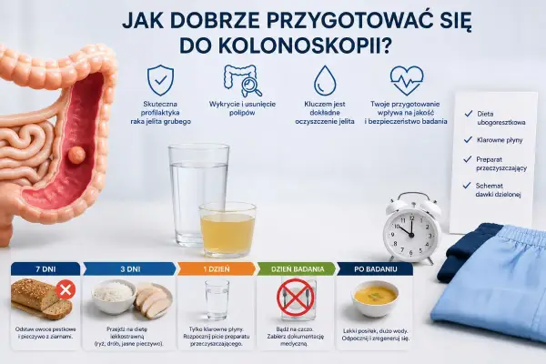 Kolonoskopia - przygotowanie: dieta, preparat i triki. Bez stresu!